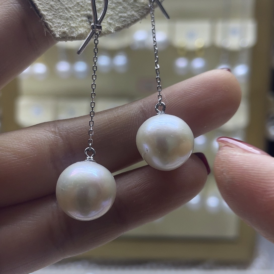 淡水珍珠耳饰银S925镶嵌