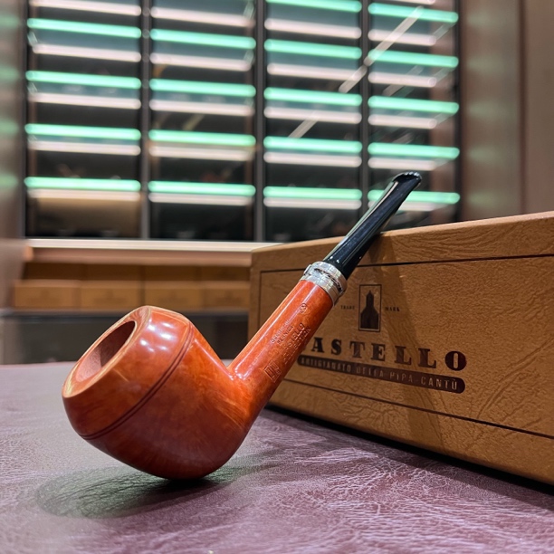 意大利卡斯特罗鸟眼收藏kk特殊银圈设计石楠木烟斗口20深40长145