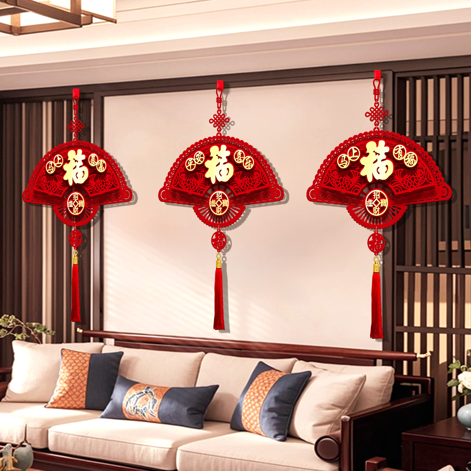 2026马年新款过新年装饰挂件入户门客厅春节挂饰喜庆立体福字用品