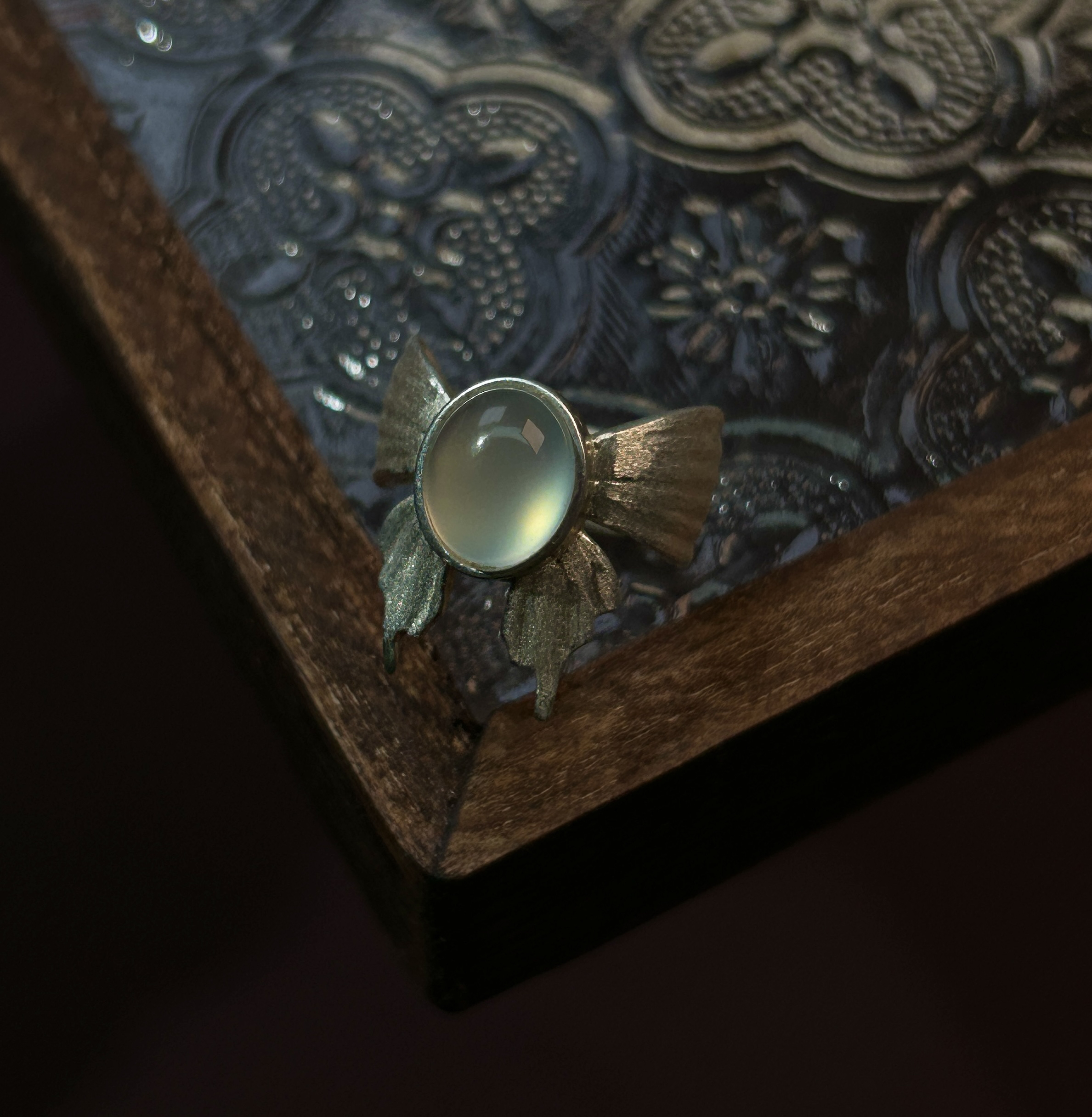 【沐沐】岫玉白冰戒指