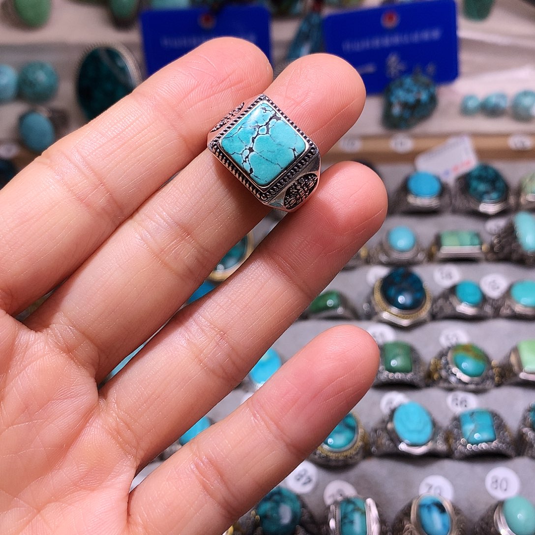 绿松石挂件银S925镶嵌