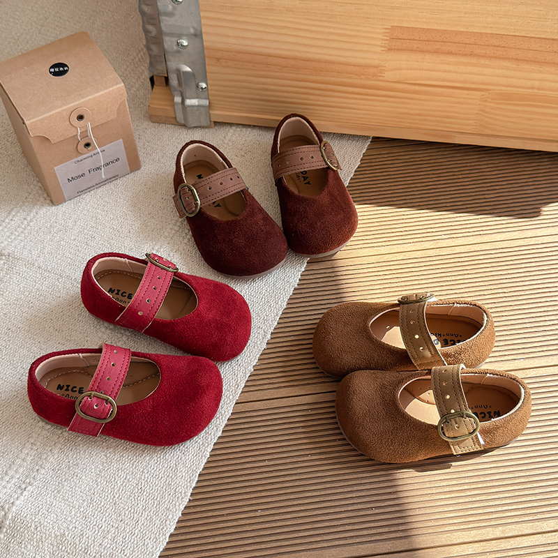 【复古玛丽珍】韩版时尚女童勃肯豆豆鞋百搭软底单鞋儿童圆头小皮鞋