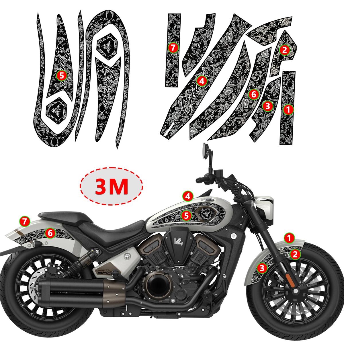 适用奔达黑旗500全车拉花贴纸套装防水装饰划痕贴