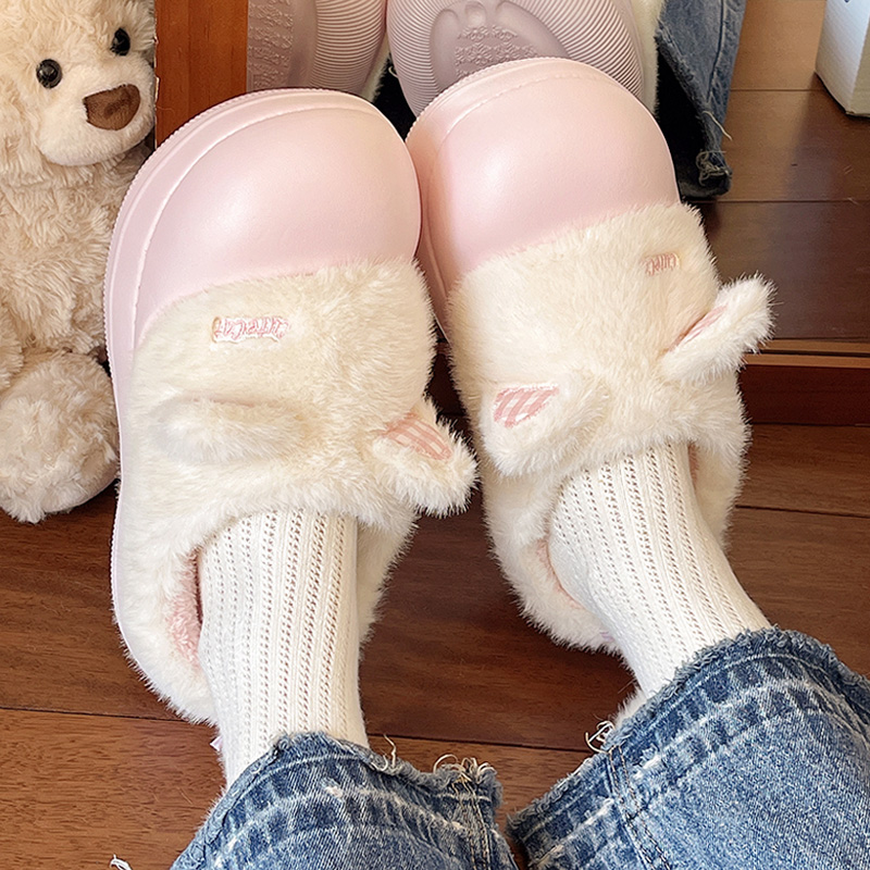【优遇家】新款冬季棉拖厚底女款保暖居家毛绒拖尾棉拖鞋