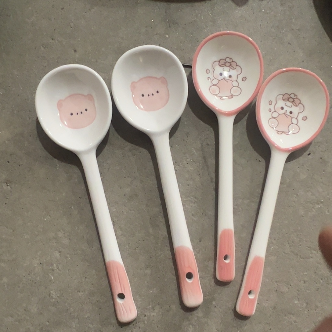 瓷陶瓷勺子混装4个