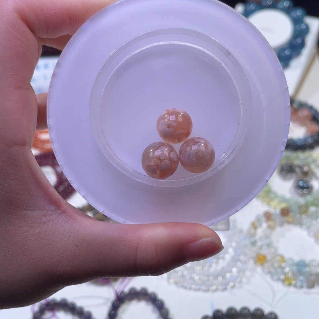 未镶嵌手链水晶麻***.樱花玛瑙单珠