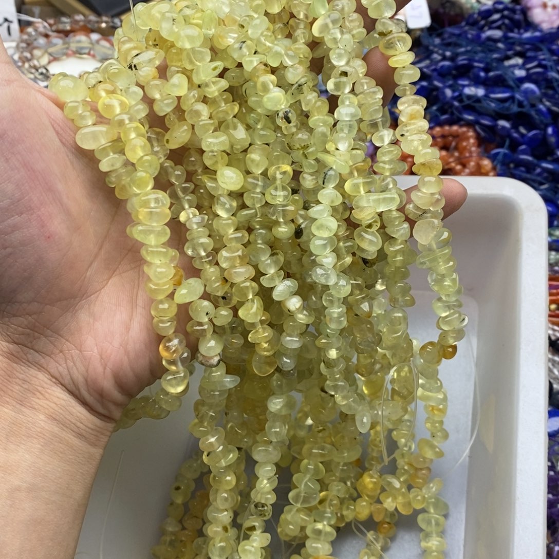 未镶嵌玛瑙/玉髓珠宝半成品一条纯天然黄葡萄石糖豆8mm