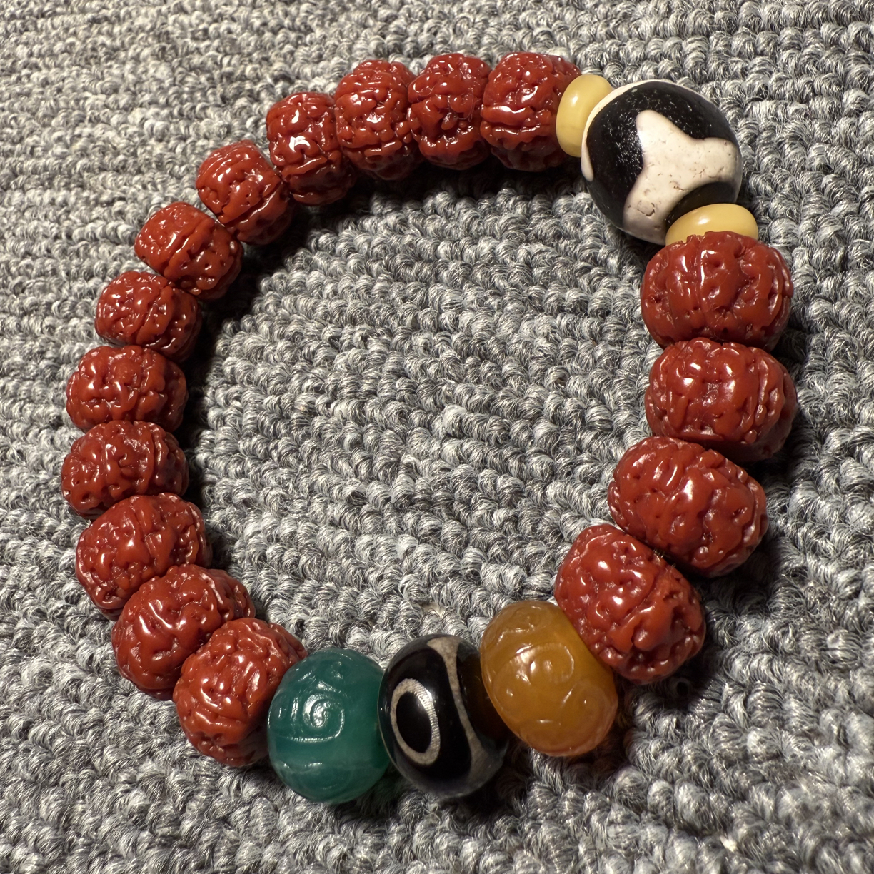 藏式直切盘龙灭霸小金刚菩提机刷包浆成品手串13-14mm±