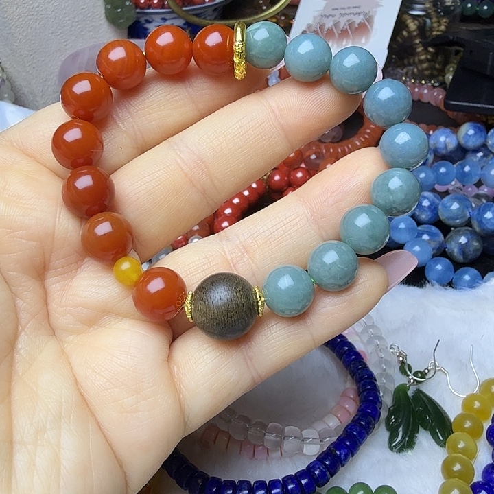 南红玛瑙合金手链