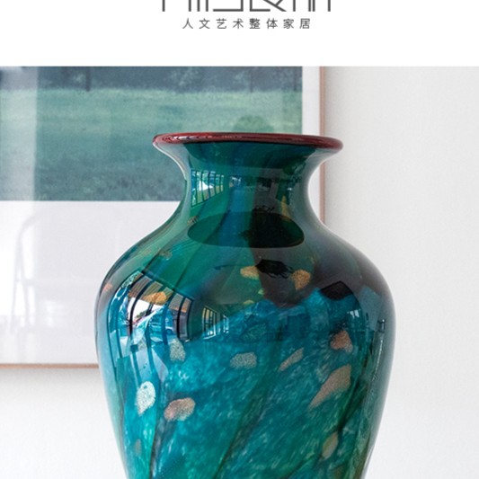 【奇居家居】出口限量孔雀翎琉璃花瓶赏瓶组合LSV-11