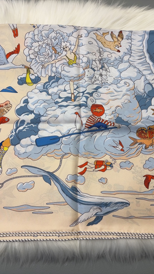 原版【云间万象】90双面丝巾斜纹桑蚕丝防晒送礼