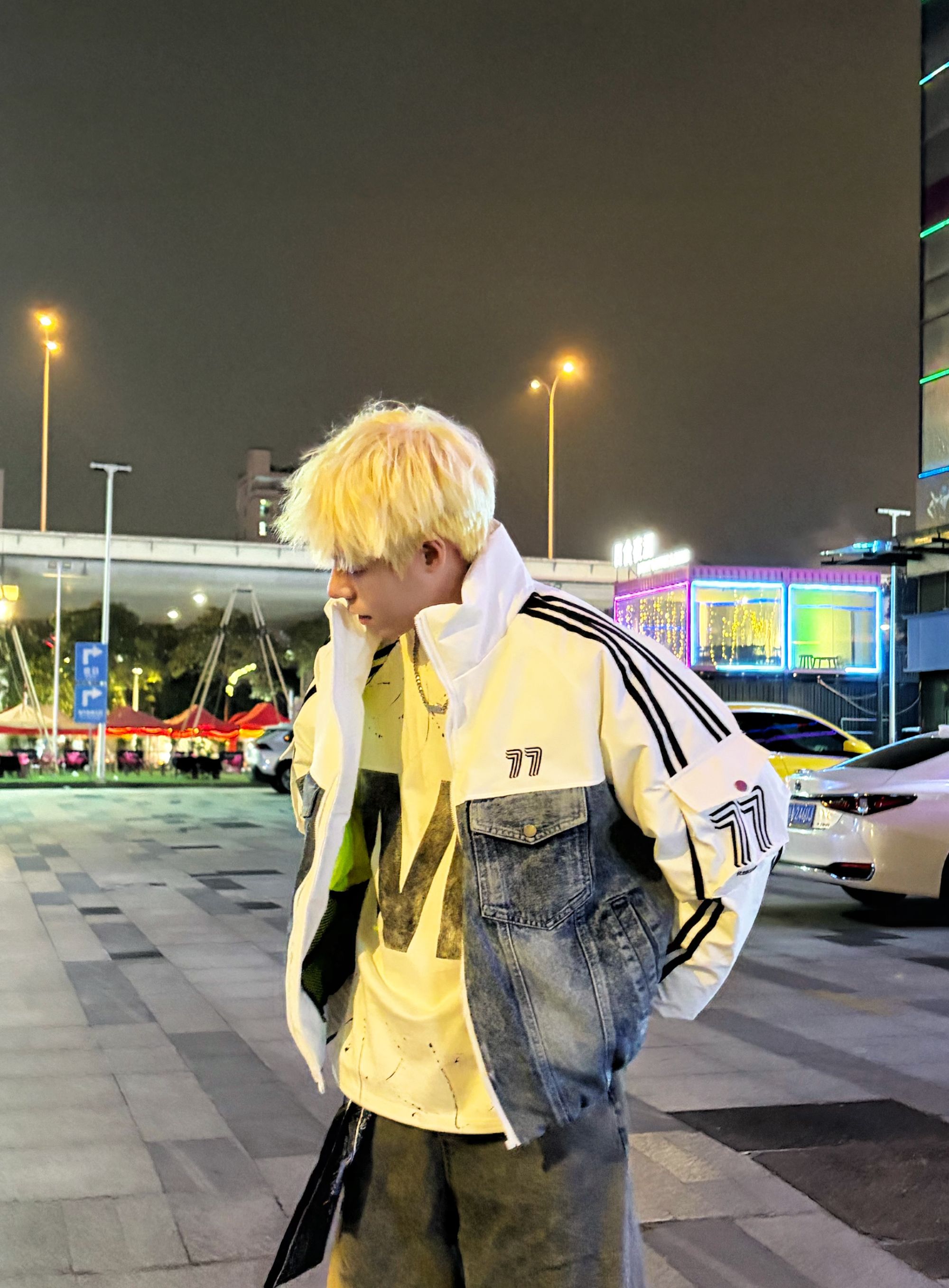 【77】石墨烯黑科技保暖 牛仔双拼潮牌男女机车潮酷机车棉服外套