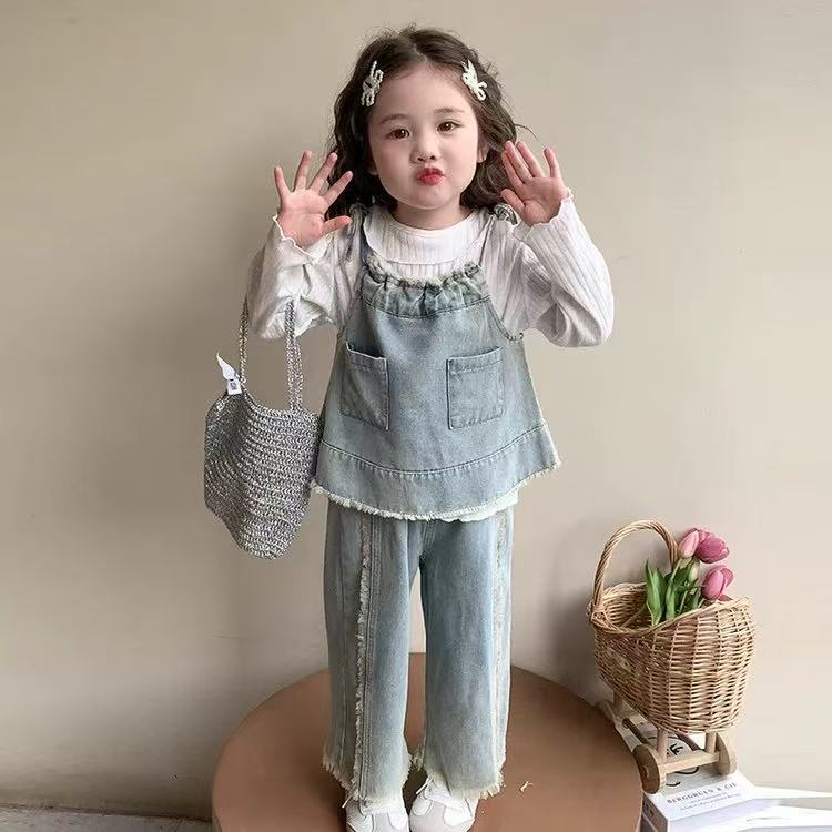 A-Y189女童新款春秋牛仔套装