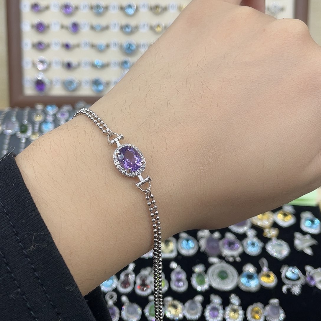 紫晶手链银S925镶嵌