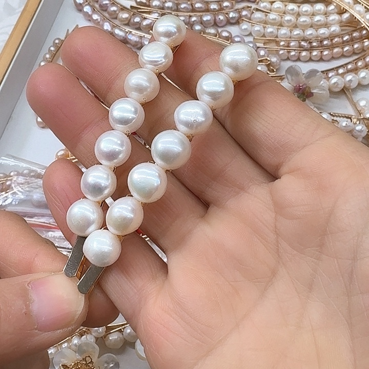 淡水珍珠发饰银S925镶嵌