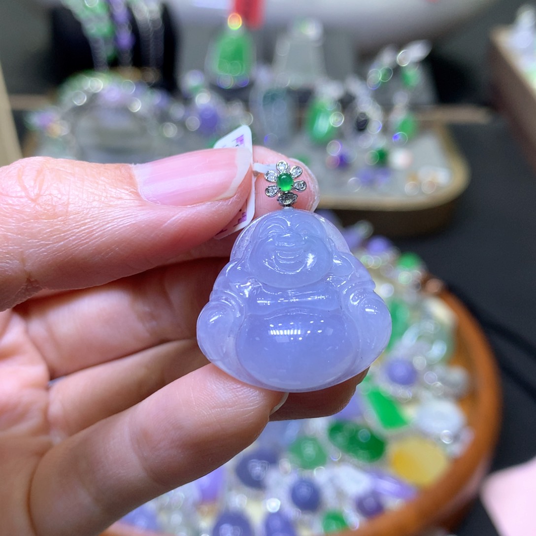 【闪购商品】翡翠颈饰18K金镶嵌翡翠吊坠项链