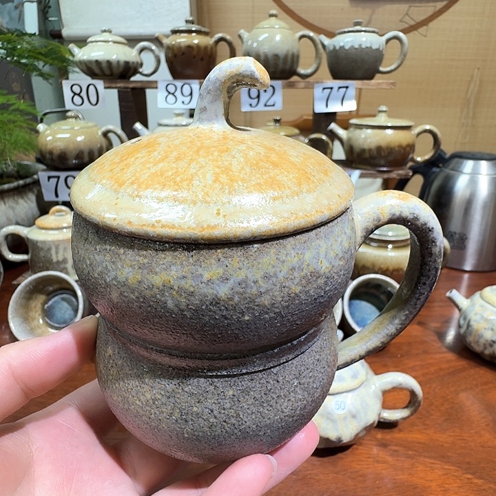阿***罗建水紫陶白泥柴烧杯微瑕