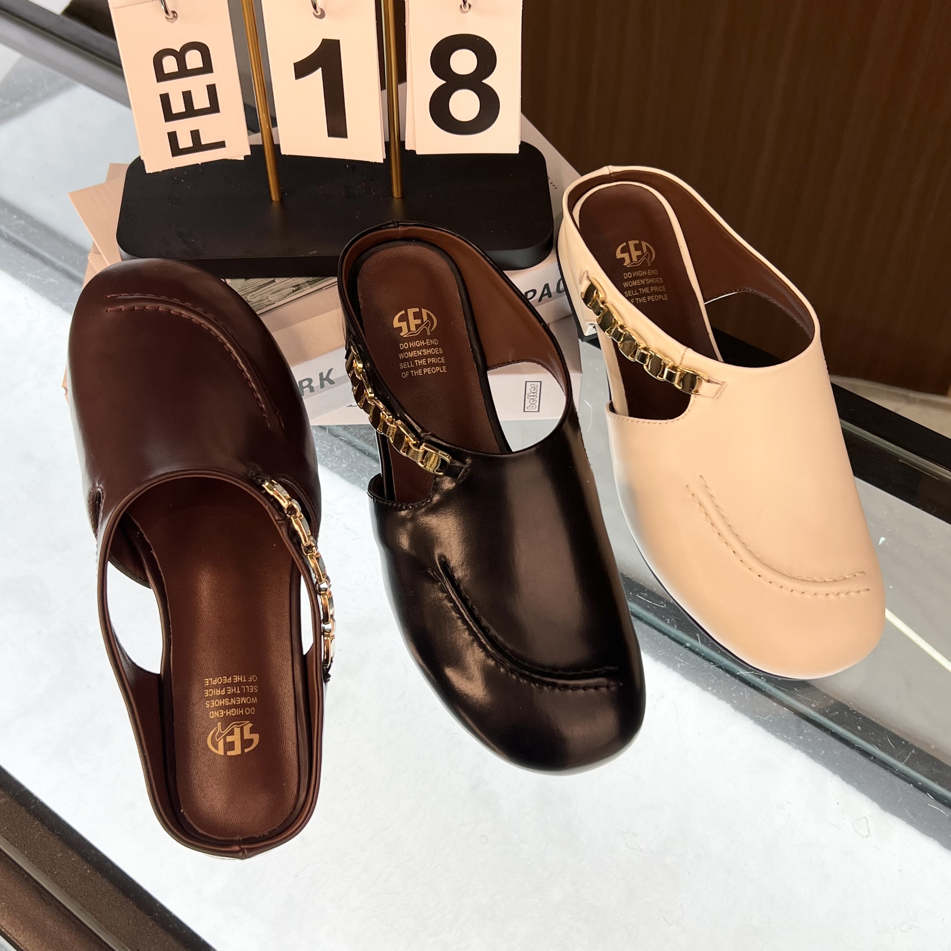 牛皮2厘米 2025年春季新款气质百搭圆头凉拖FSL045