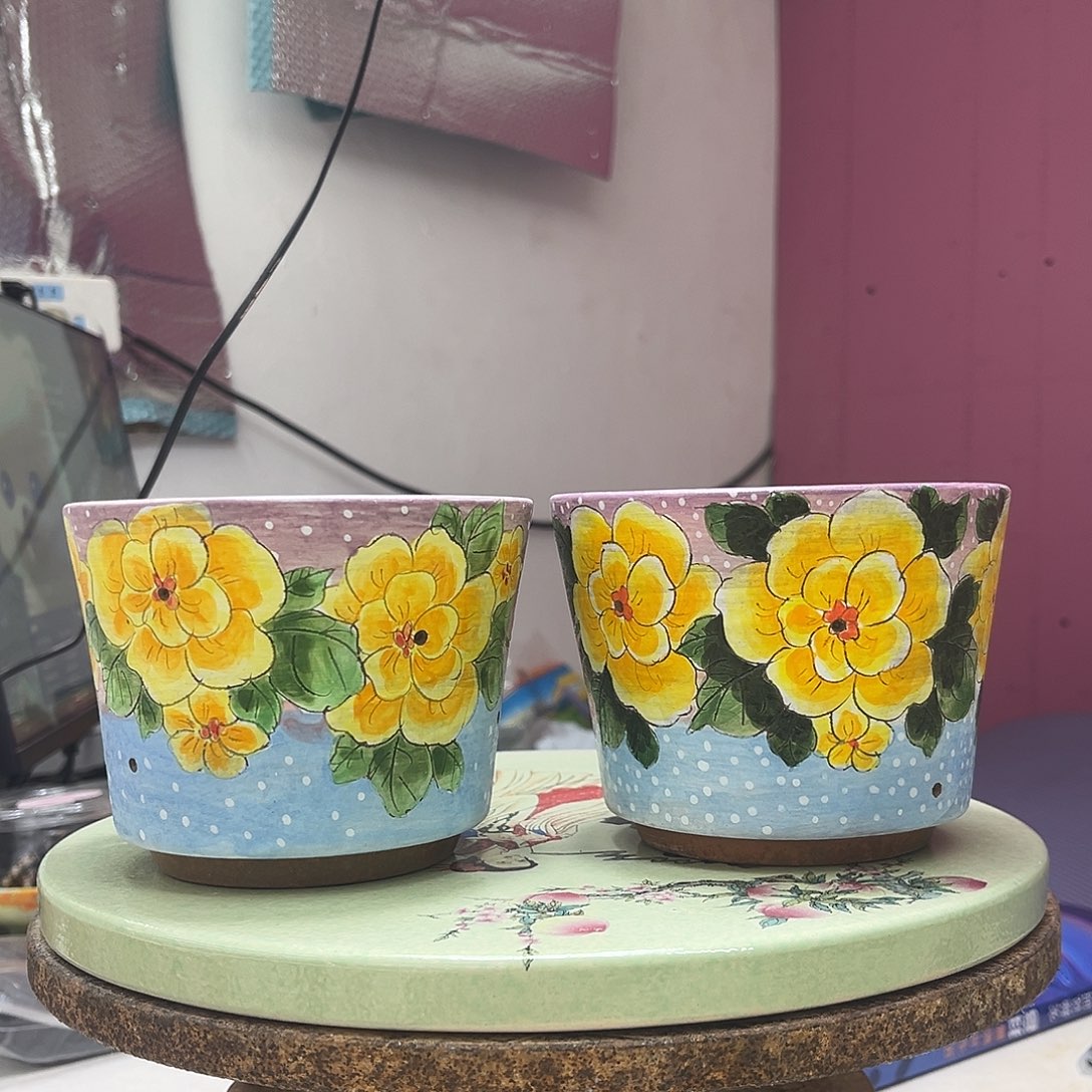 红陶扣12高9.5冰筒景德镇红桃梨多肉花盆