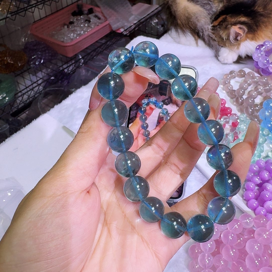 叫***王水晶手链未镶嵌鬼绿莹石12