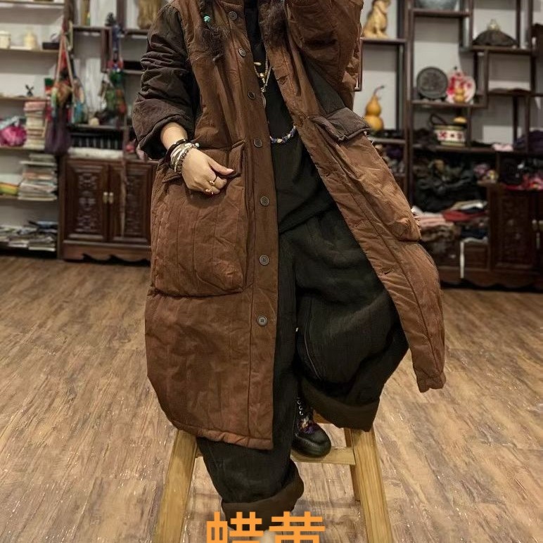 8885冬季炒色长款大兜棉服；衣长103胸围140