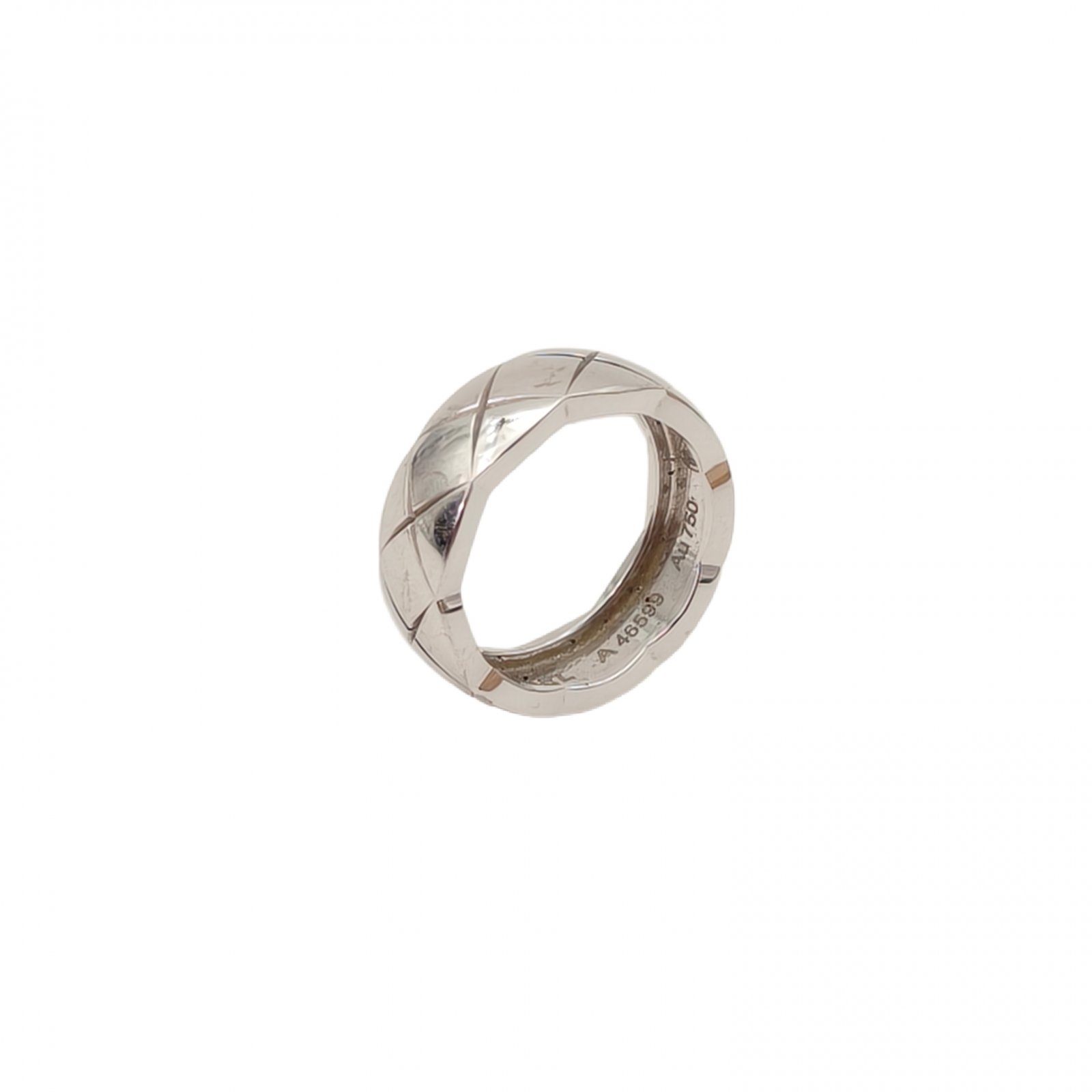 95新 Chanel/香奈儿 小花6欢 COCO CRUSH 宽版 菱格戒指 51 白金 