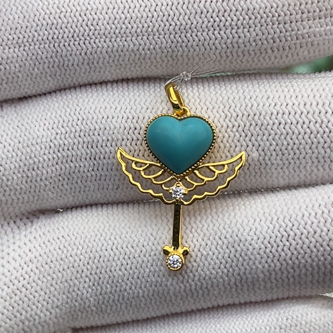 18K金镶嵌绿松石珠宝奇石仙女棒