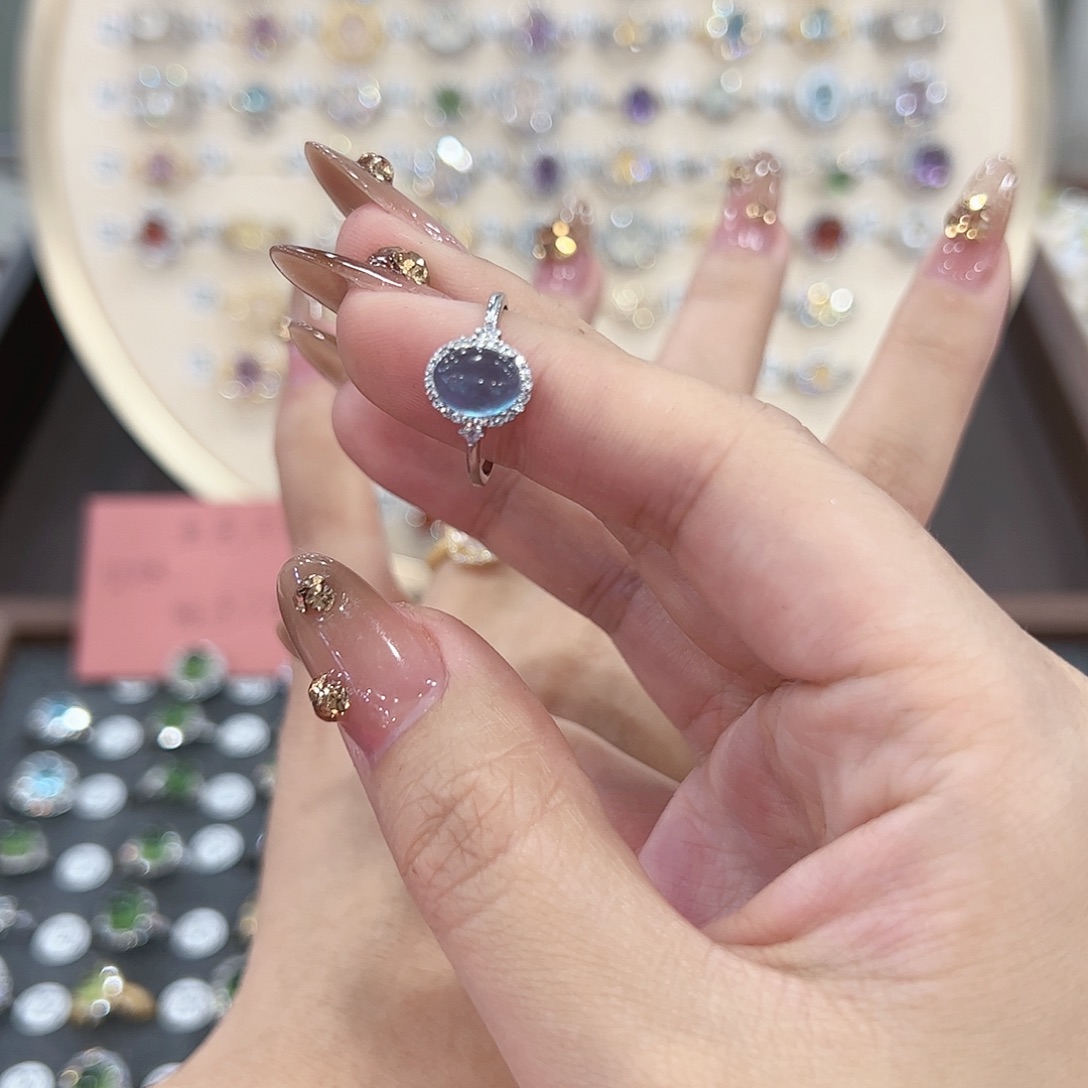 蛇纹石玉戒指银S925镶嵌一****.