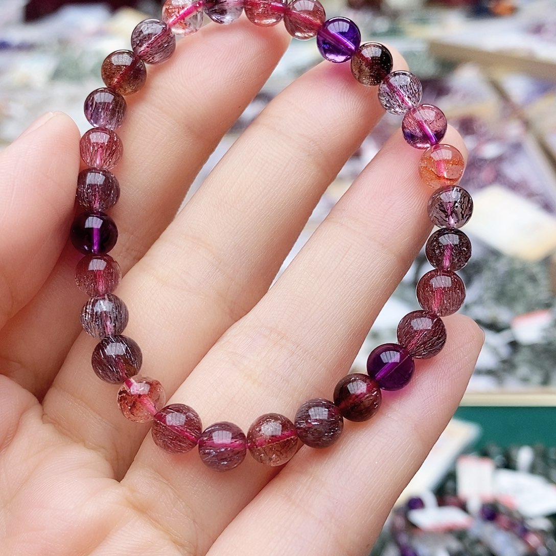 水晶手链未镶嵌黑加仑超七