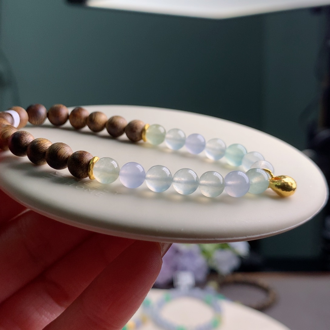 足金镶嵌手链翡翠手串