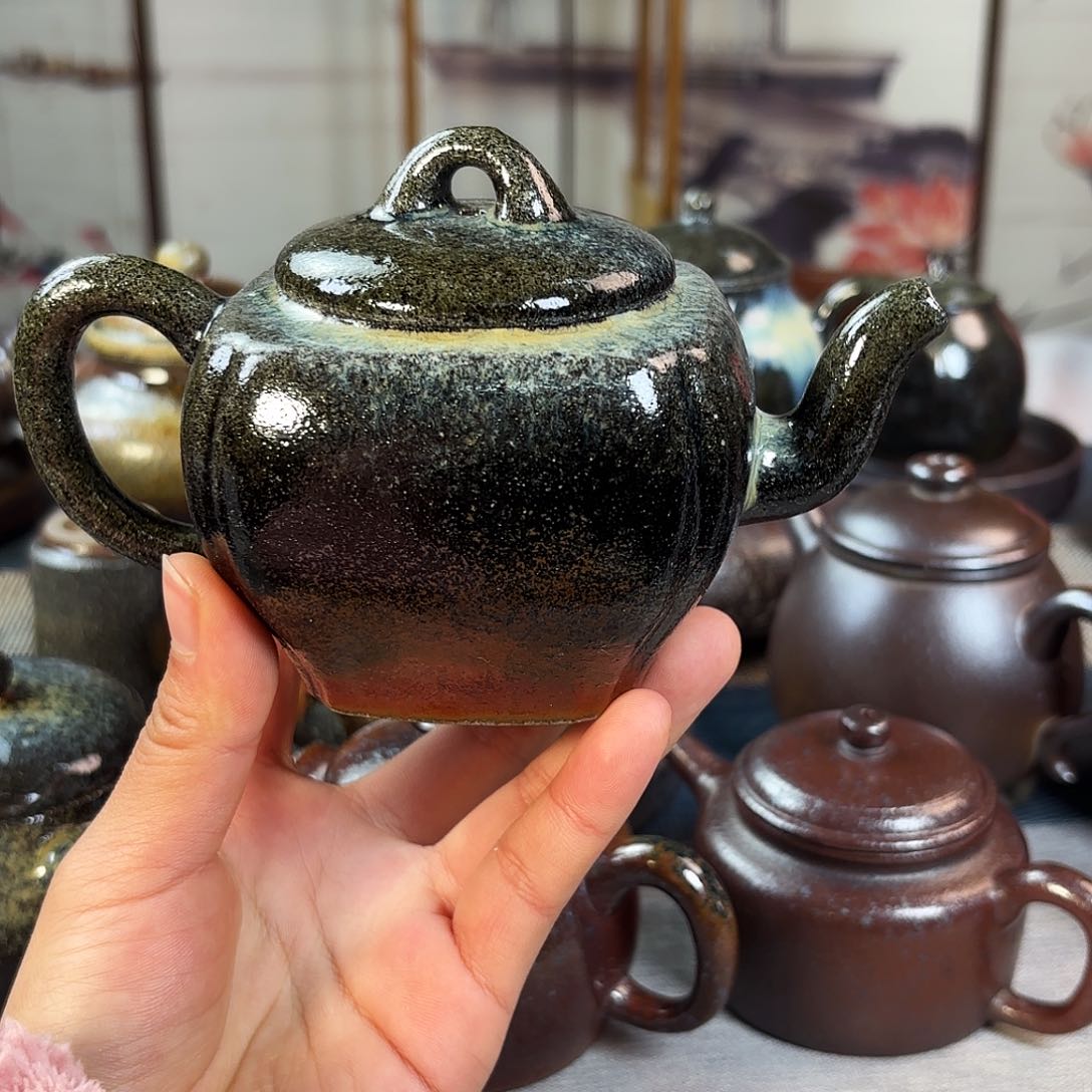 壶柴烧紫砂壶四方