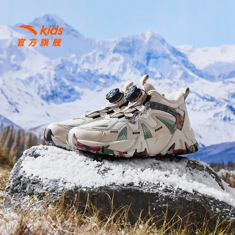 安踏儿童男大童棉鞋2025冬款青少年上新舒适保暖二棉中帮旋钮童鞋