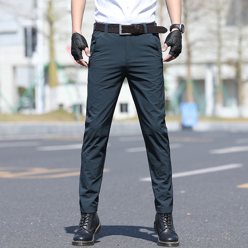 春夏轻商务薄款男士四面高弹力舒适透气冰爽亲肤速干直筒休闲裤