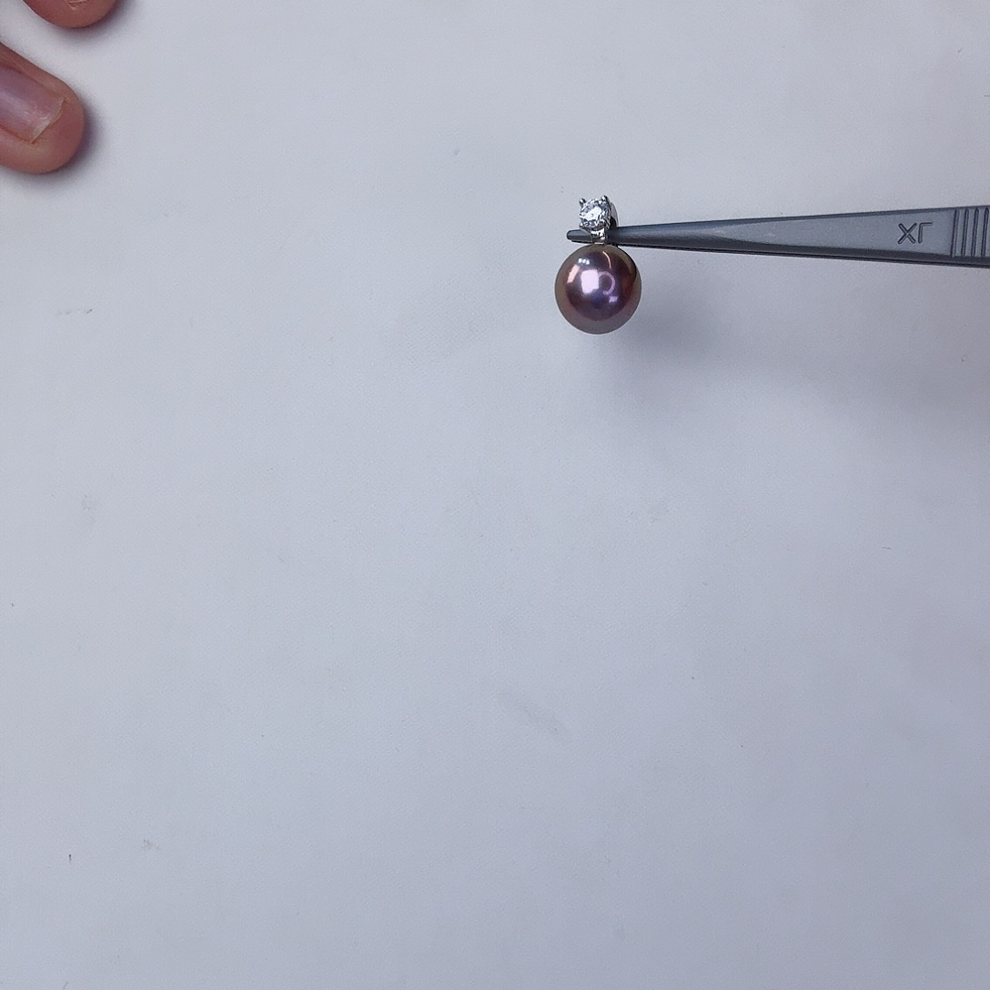 淡水珍珠吊坠(不含链)银S925镶嵌紫珠万能扣吊坠sgys