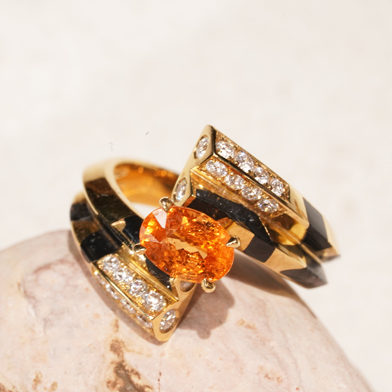 「DM」18k金芬达石落日熔金戒指FJ7