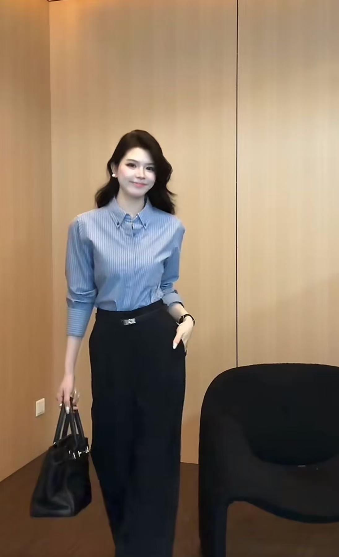 【雨月雾屿】设计感高级时尚小众显瘦长袖条纹衬衫0912款