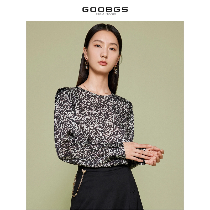 【谷邦L+】G2315517圆领豹纹衬衣