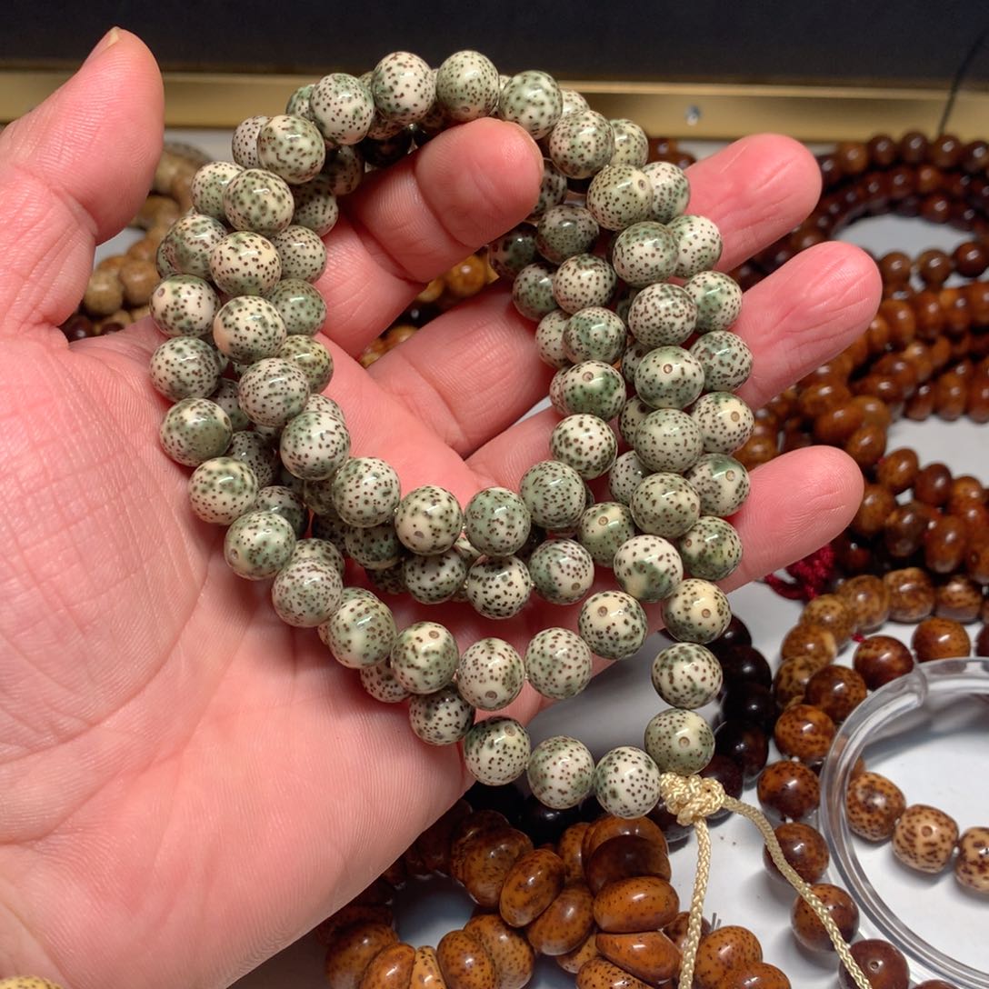 吊坠星月菩提海南原生态10圆珠青花脖挂