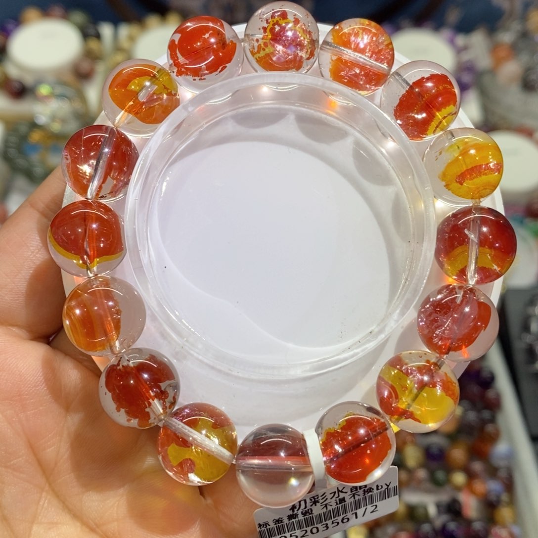 水晶手串未镶嵌锦鲤胶花