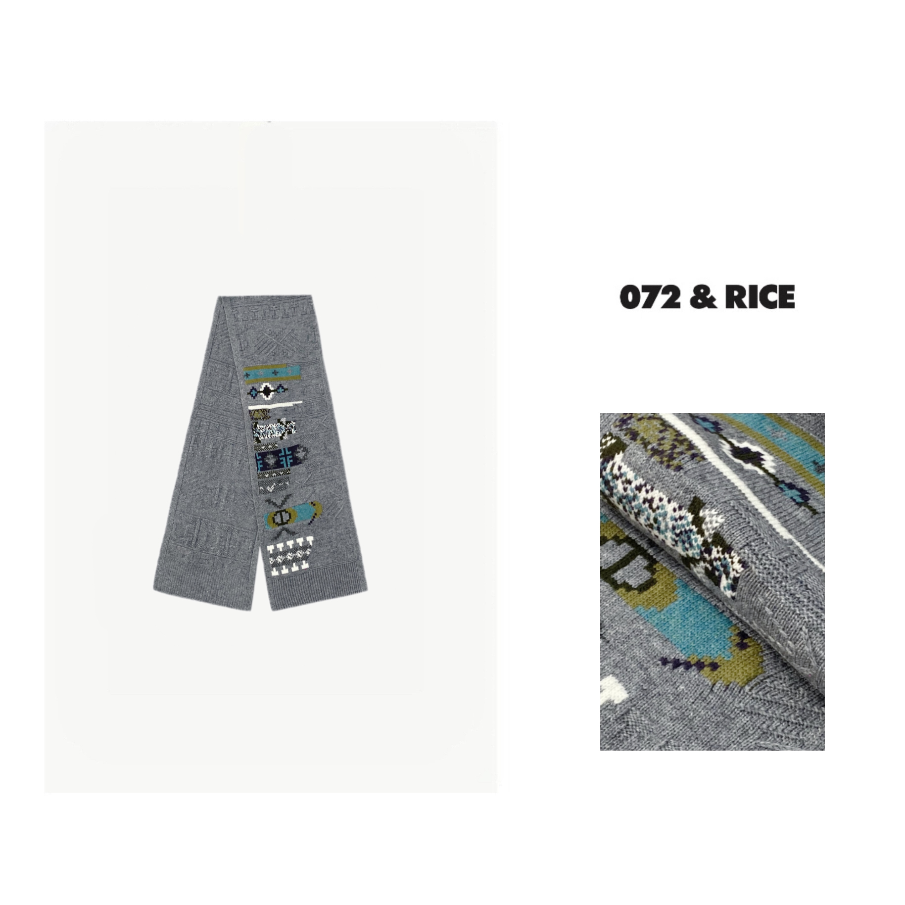  072 & RICE【小灰围巾】秋冬休闲保暖针织羊毛围巾 LE270 FF11