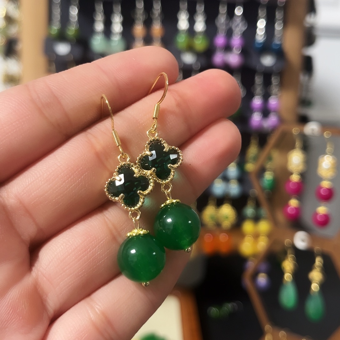 锆石纯铜925银耳饰