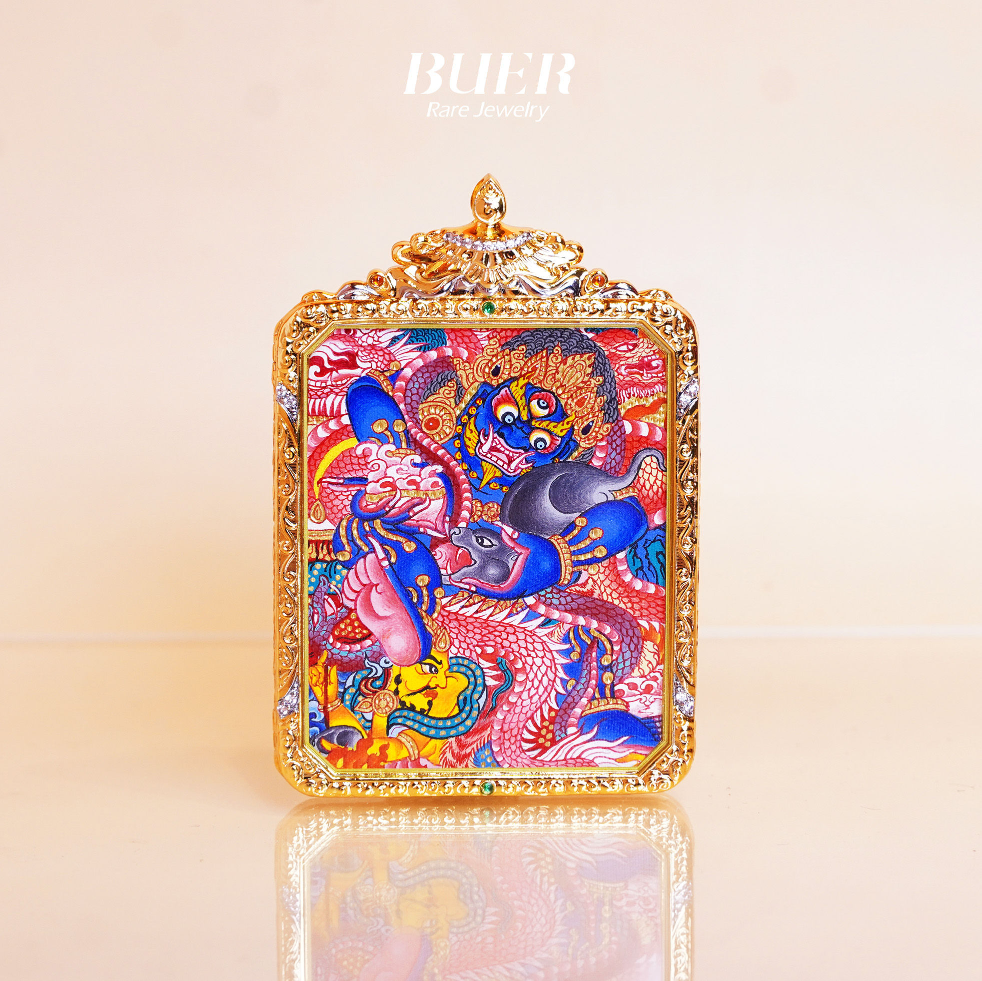 【不二】大师手绘唐卡 • 黑CC吊坠 5*4cm