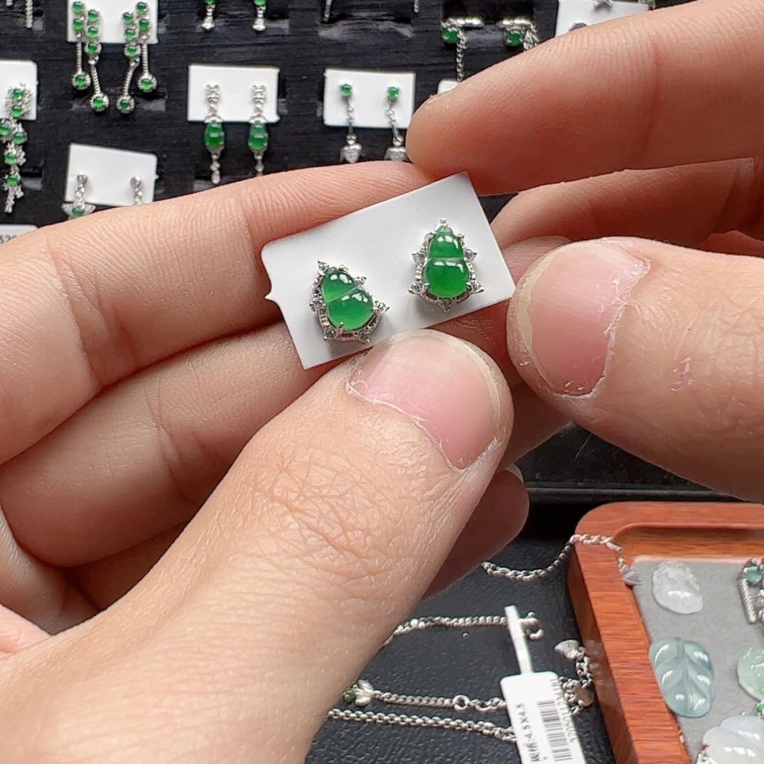 翡翠手链银S925镶嵌天然翡翠A货