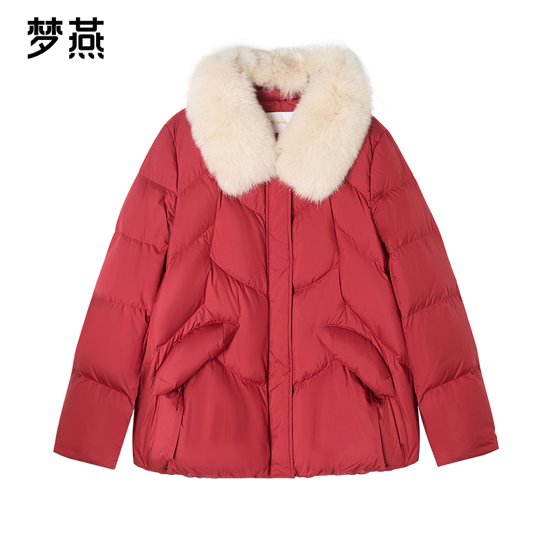 梦燕秋冬女款时尚加厚狐狸毛领舒适羽绒服休闲保暖外套CY12B4013