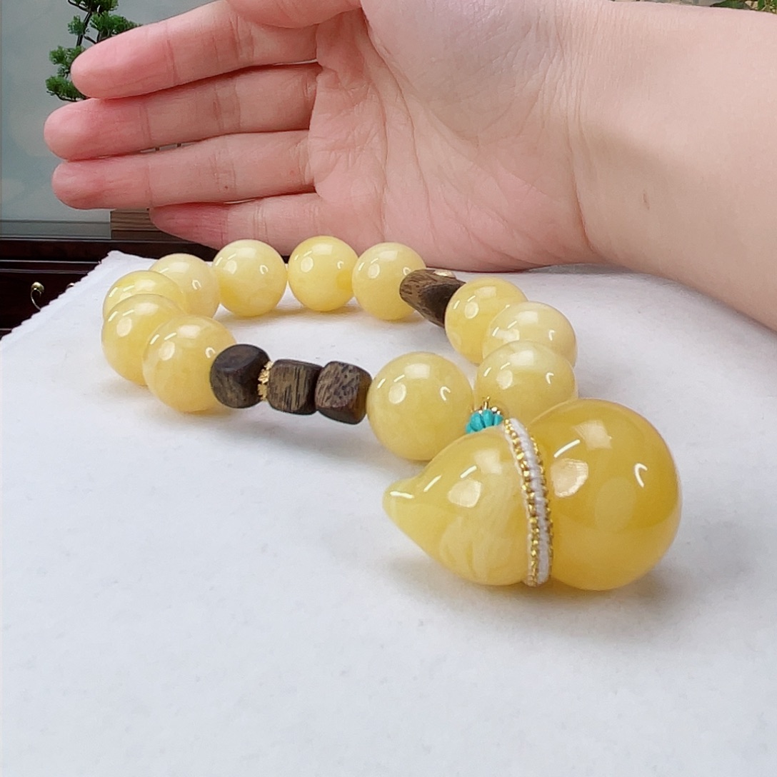 蜜蜡手链18K金镶嵌蜜蜡15.2