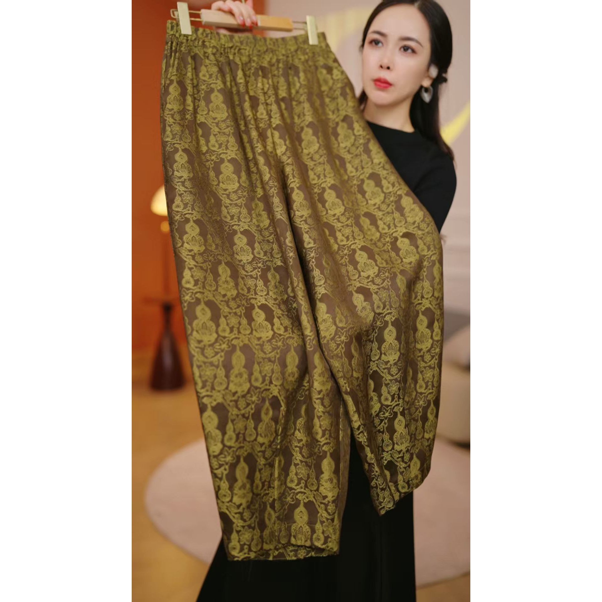 金葫芦新款高腰气质百搭阔腿裤（DL21/辰溪/艳）