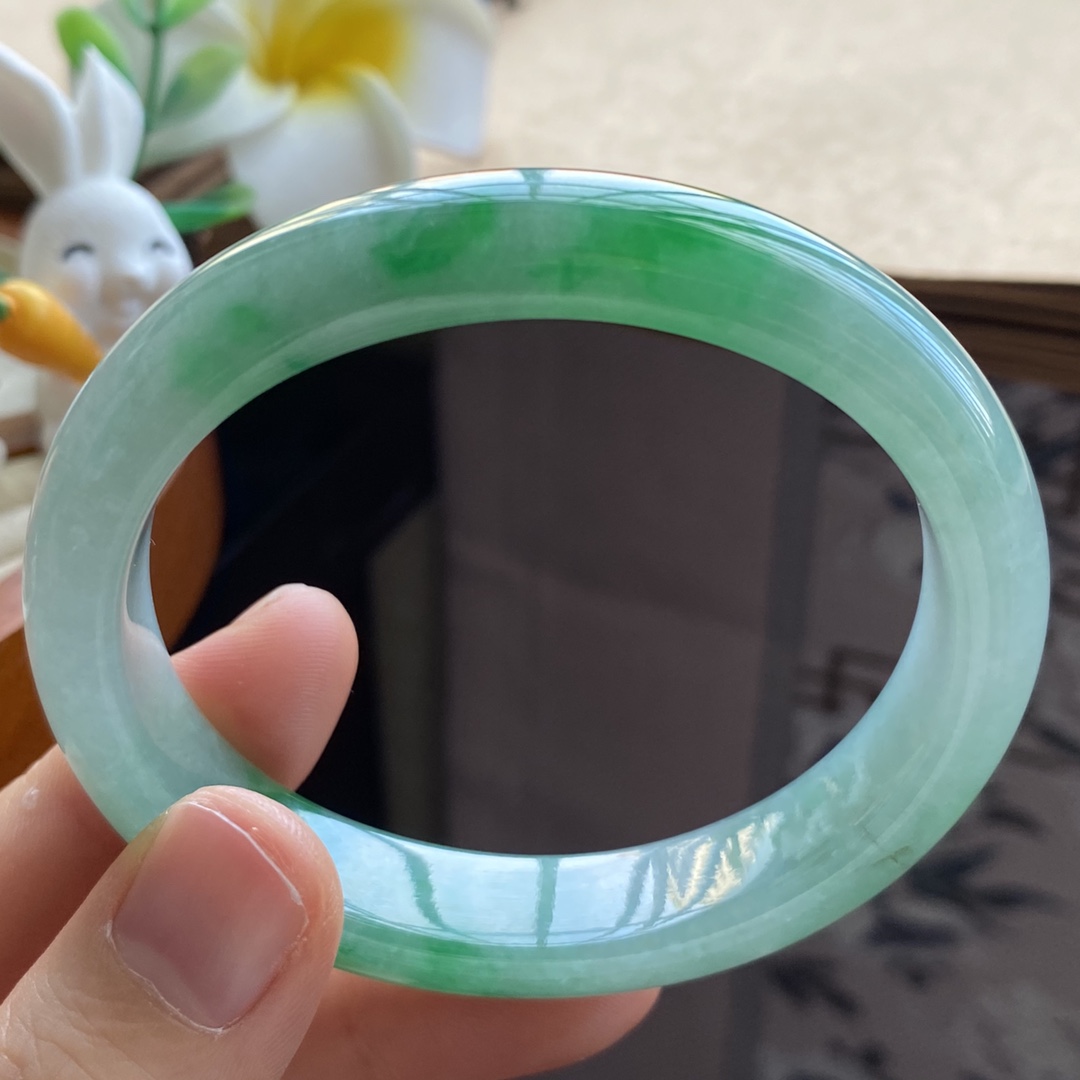 02.09批452号53.2-47-12-7.2贵妃！正阳绿色镯！天然翡翠手镯