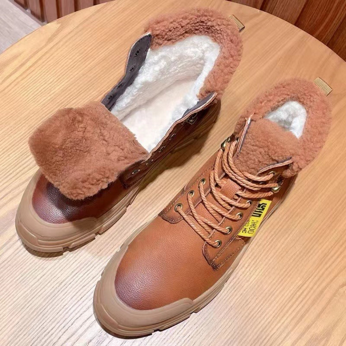头层牛皮 真皮休闲时尚男士真皮加绒大棉羊毛防滑雪地靴棉鞋皮靴