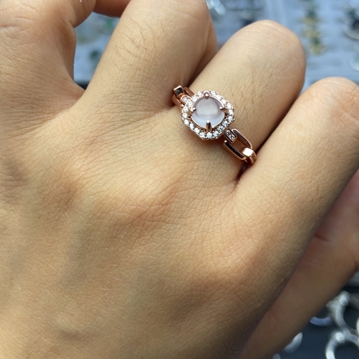 翡翠戒指银S925镶嵌戒指