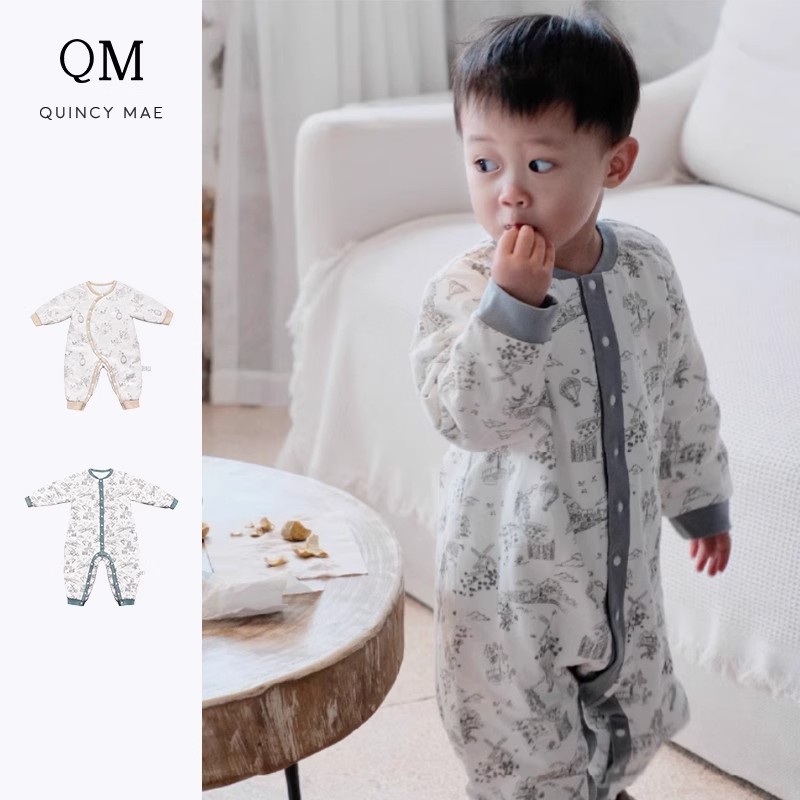 QuincyMae童装童装小童连体衣秋冬自发热连体衣秋冬新款连体衣
